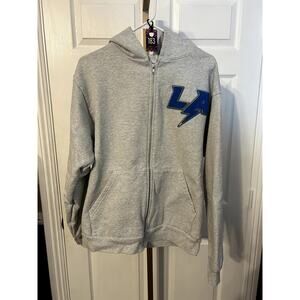 LA Chargers Heavy Fleece Hoodie, Gray, Size Medium